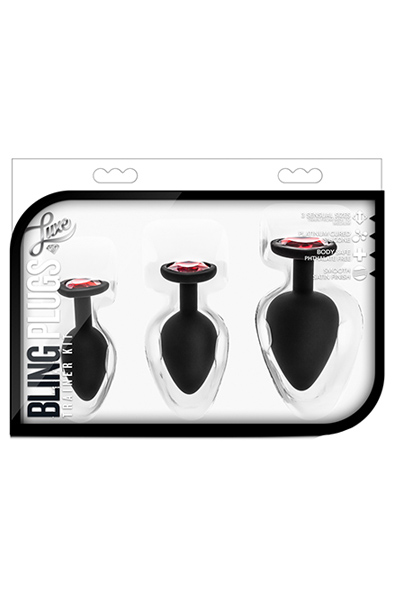 Luxe Bling Plugs Training Kit With Red Gems - Analplug Set 2