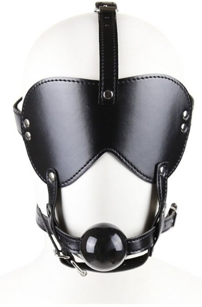 Mask With Gag Bling Ball Black - Knebel mit Geschirr 1