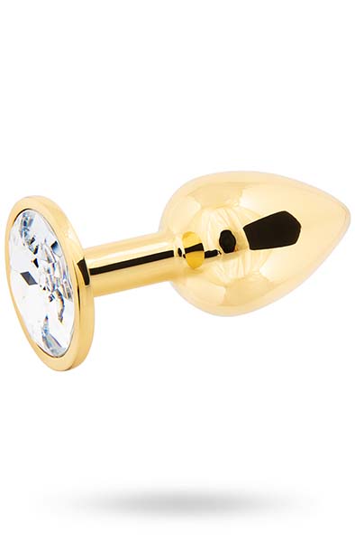 Metal Butt Plug Gold/Clear Small - Analplug aus Metall 3