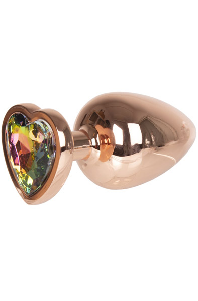 Metal Heart Plug Gold Rose Large - Analplug 1