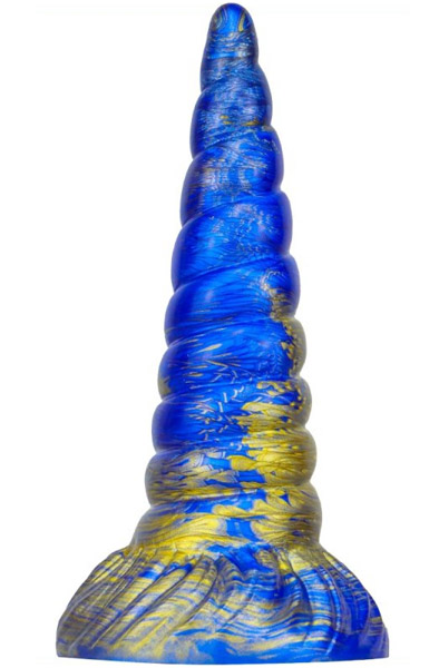Metallic Dildo Unix Blue/Gold 19,5 cm - Drachen-Dildo 1