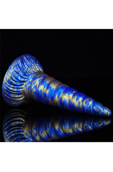 Metallic Dildo Unix Blue/Gold 19,5 cm - Drachen-Dildo 2