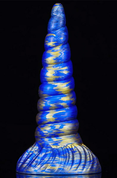 Metallic Dildo Unix Blue/Gold 19,5 cm - Drachen-Dildo 3