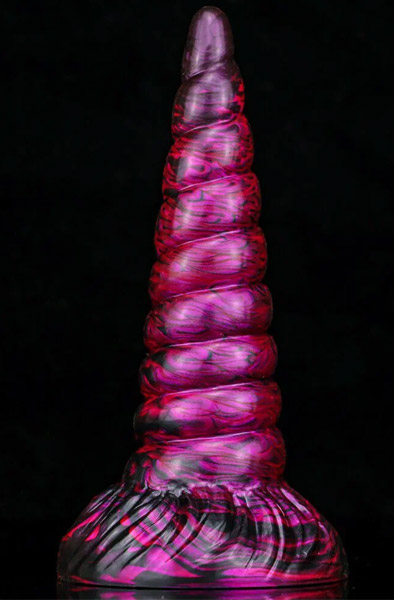 Metallic Dildo Unix Purple/Black 19,5 cm - Drachen-Dildo 4