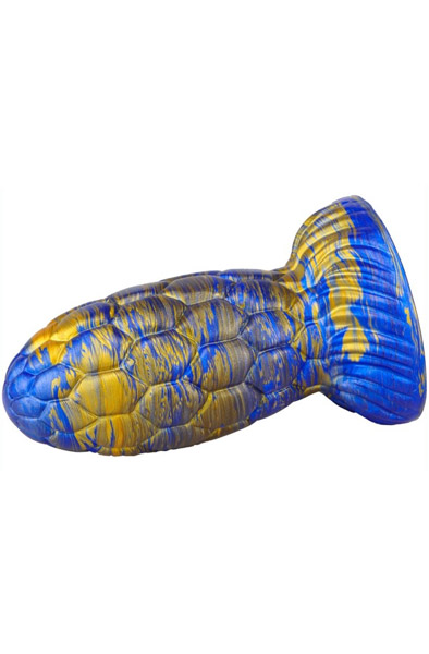 Metallic Dragon Egg Dildo Warnax Blue/Gold 15,5 cm - Drachen-Dildo 2