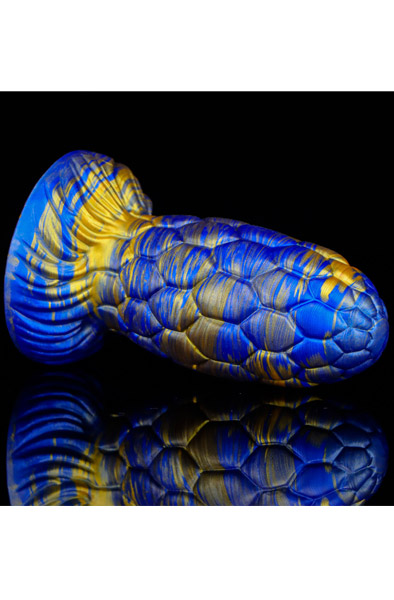 Metallic Dragon Egg Dildo Warnax Blue/Gold 15,5 cm - Drachen-Dildo 3