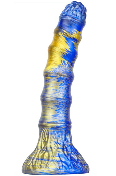 Metallic Fantasy Dildo Bamspin Blue/Gold 17,5 cm - Drachen-Dildo 1