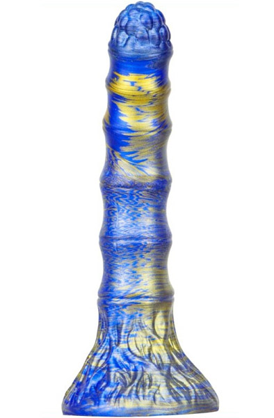 Metallic Fantasy Dildo Bamspin Blue/Gold 17,5 cm - Drachen-Dildo 2
