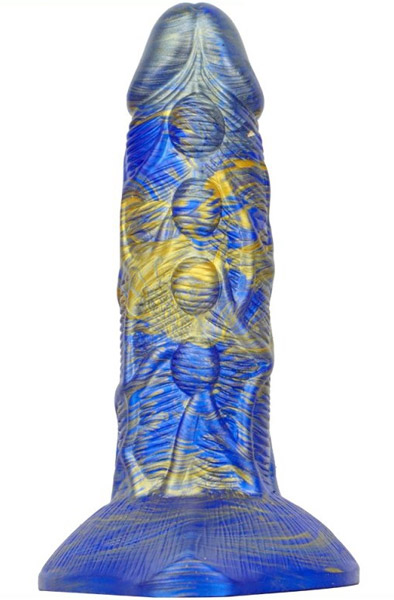 Metallic Fantasy Dildo Bulstrix Blue/Gold 18 cm - Drachen-Dildo 2