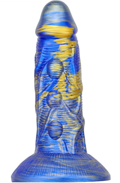 Metallic Fantasy Dildo Bulstrix Blue/Gold 18 cm - Drachen-Dildo 3