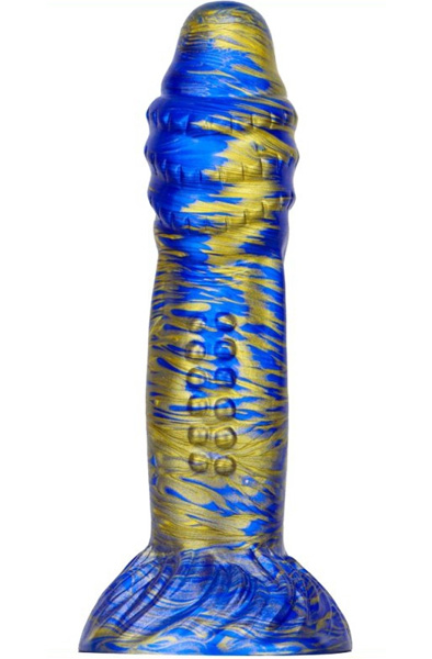 Metallic Fantasy Dildo Croq Blue/Gold 22 cm - Drachen-Dildo 2