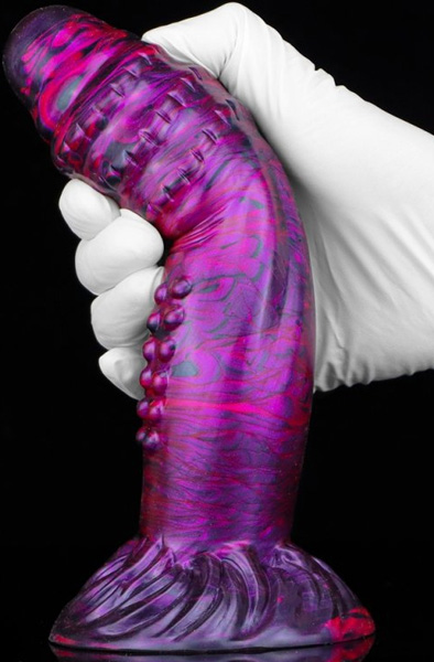 Metallic Fantasy Dildo Croq Purple/Black 22 cm - Drachen-Dildo 3