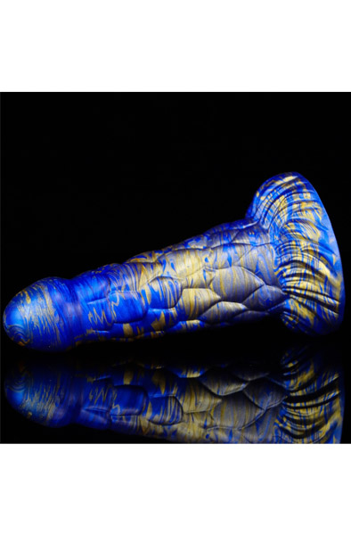Metallic Fantasy Dildo Cyrix Blue/Gold 18,5 cm - Drachen-Dildo 2