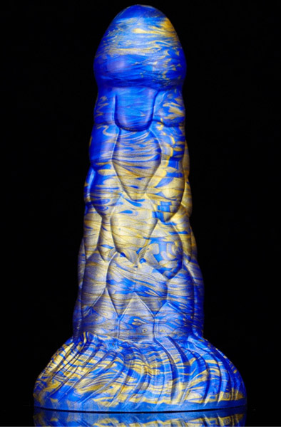 Metallic Fantasy Dildo Cyrix Blue/Gold 18,5 cm - Drachen-Dildo 3