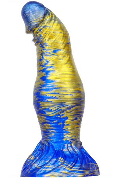 Metallic Fantasy Dildo Duxel Blue/Gold 19,5 cm - Drachen-Dildo 1