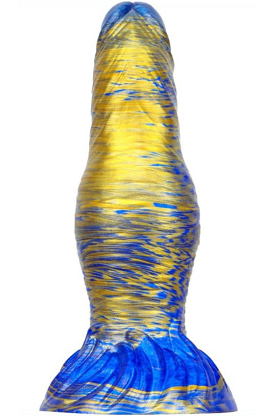 Metallic Fantasy Dildo Duxel Blue/Gold 19,5 cm - Drachen-Dildo 2