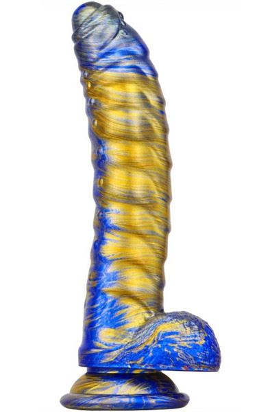 Metallic Fantasy Dildo Gasix Blue/Gold 20,5 cm - Drachen-Dildo 1