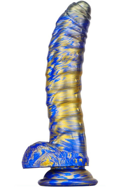 Metallic Fantasy Dildo Gasix Blue/Gold 20,5 cm - Drachen-Dildo 2