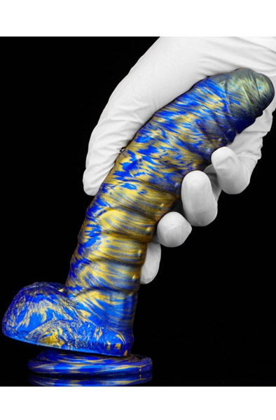 Metallic Fantasy Dildo Gasix Blue/Gold 20,5 cm - Drachen-Dildo 3