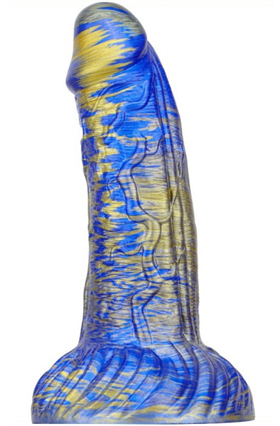 Metallic Fantasy Dildo Gentax Blue/Gold 18,5 cm - Drachen-Dildo 1