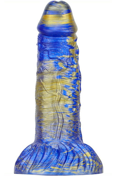 Metallic Fantasy Dildo Gentax Blue/Gold 18,5 cm - Drachen-Dildo 2