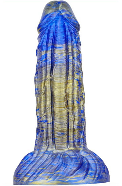 Metallic Fantasy Dildo Gentax Blue/Gold 18,5 cm - Drachen-Dildo 3