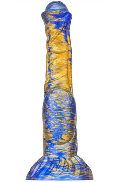 Metallic Fantasy Dildo Jumbox Blue/Gold 24 cm - Drachen-Dildo 2