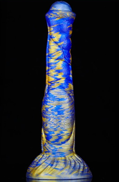 Metallic Fantasy Dildo Jumbox Blue/Gold 24 cm - Drachen-Dildo 3