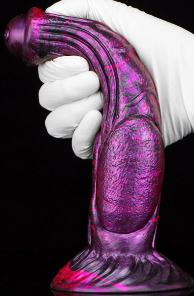 Metallic Fantasy Dildo Jumbox Purple/Black 24 cm - Drachen-Dildo 3