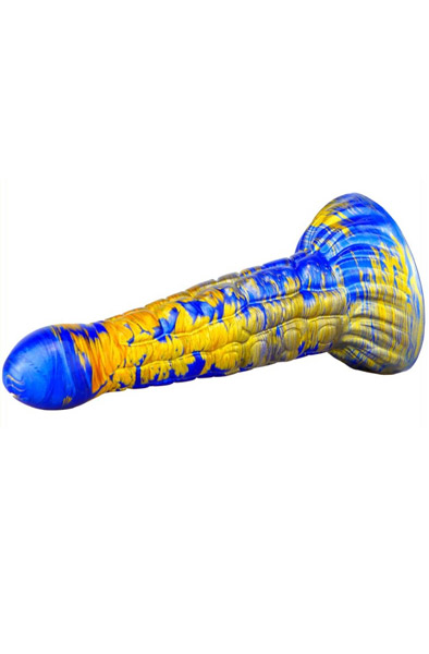 Metallic Fantasy Dildo Ninja Blue/Gold 19 cm - Drachen-Dildo 2