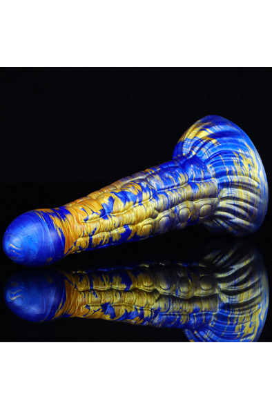 Metallic Fantasy Dildo Ninja Blue/Gold 19 cm - Drachen-Dildo 3