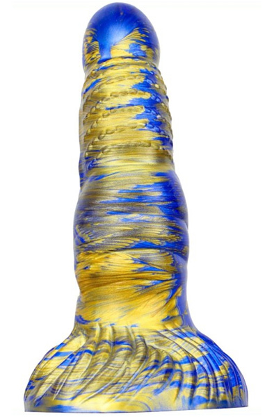 Metallic Fantasy Dildo Nirp Blue/Gold 18 cm - Drachen-Dildo 1