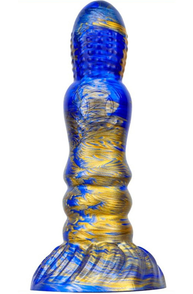Metallic Fantasy Dildo Peern Blue/Gold 19,5 cm - Drachen-Dildo 1