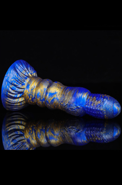Metallic Fantasy Dildo Peern Blue/Gold 19,5 cm - Drachen-Dildo 2