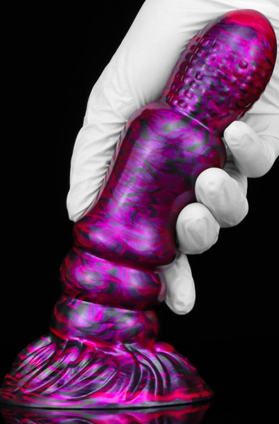 Metallic Fantasy Dildo Peern Purple/Black 19,5 cm - Drachen-Dildo 2