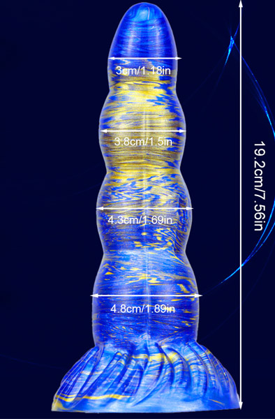 Metallic Fantasy Dildo Scopio Blue/Gold 19 cm - Drachen-Dildo 3