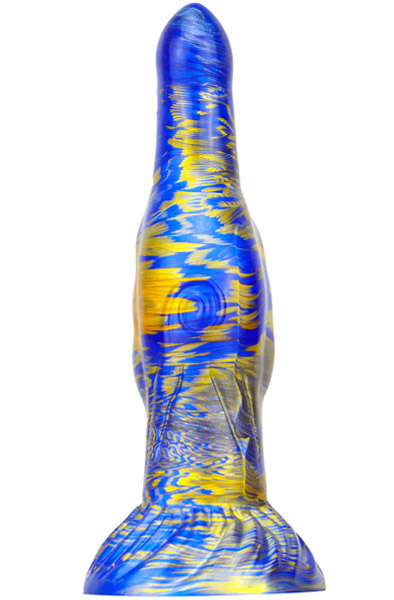 Metallic Fantasy Dildo Skurix Blue/Gold 22 cm - Drachen-Dildo 2