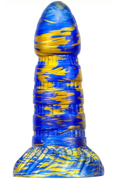 Metallic Fantasy Dildo Torff Blue/Gold 19cm - Drachen-Dildo 1