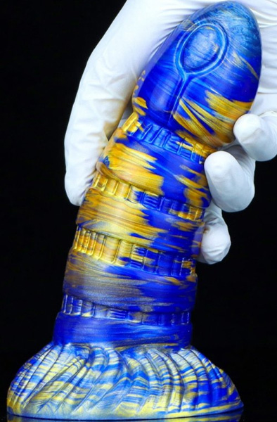 Metallic Fantasy Dildo Torff Blue/Gold 19cm - Drachen-Dildo 2