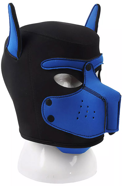 Neoprene Dog On Mask Black-Blue - BDSM Maske 1