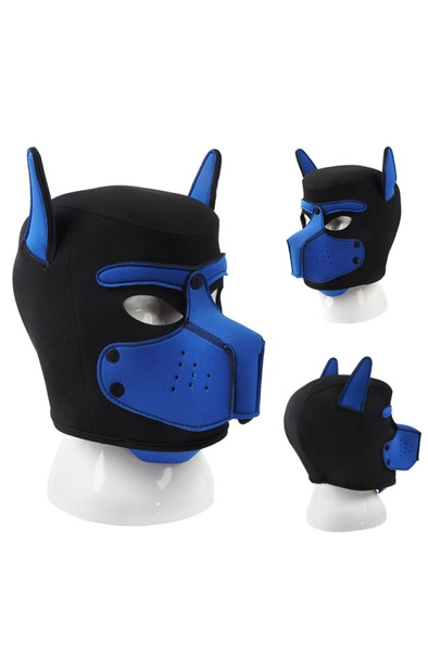 Neoprene Dog On Mask Black-Blue - BDSM Maske 2