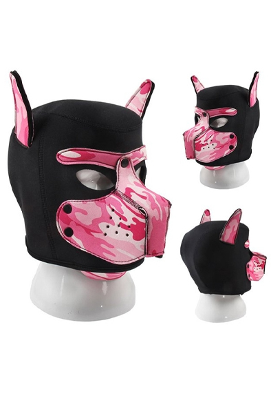 Neoprene Dog On Mask Black-Camouflage Pink - BDSM Maske 2