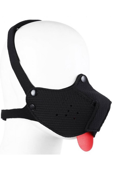 Neoprene Puppy Black Snout + Tongue - BDSM Maske 2