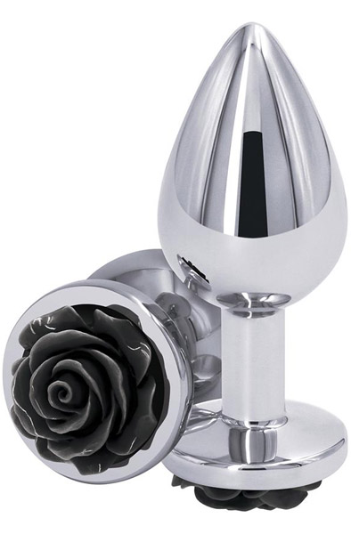 NS Novelties Rose Buttplug Medium Black - Analplug aus Metall 1