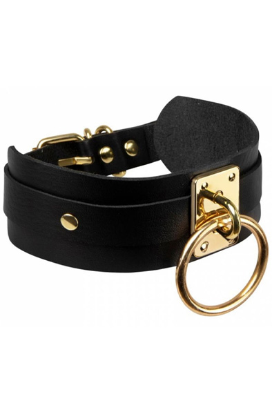 O-Ring Collar Gold/Black - BDSM Choker 2