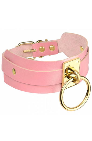 O-Ring Collar Gold/Pink - BDSM Choker 2