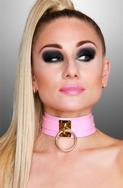 O-Ring Collar Gold/Pink - BDSM Choker 3