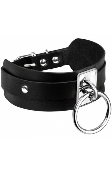 O-Ring Collar Silver/Black - BDSM Choker 2