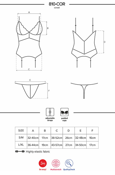 Obsessive 810-COR Corset & Thong Black - Corset & thong 5