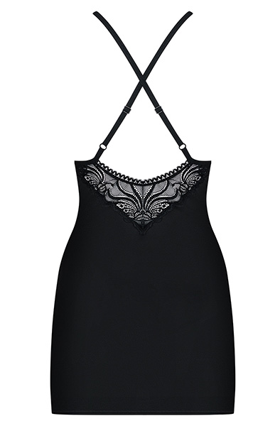 Obsessive 828-CHE-1 Chemise & Thong Black - Sexy lingerie 4